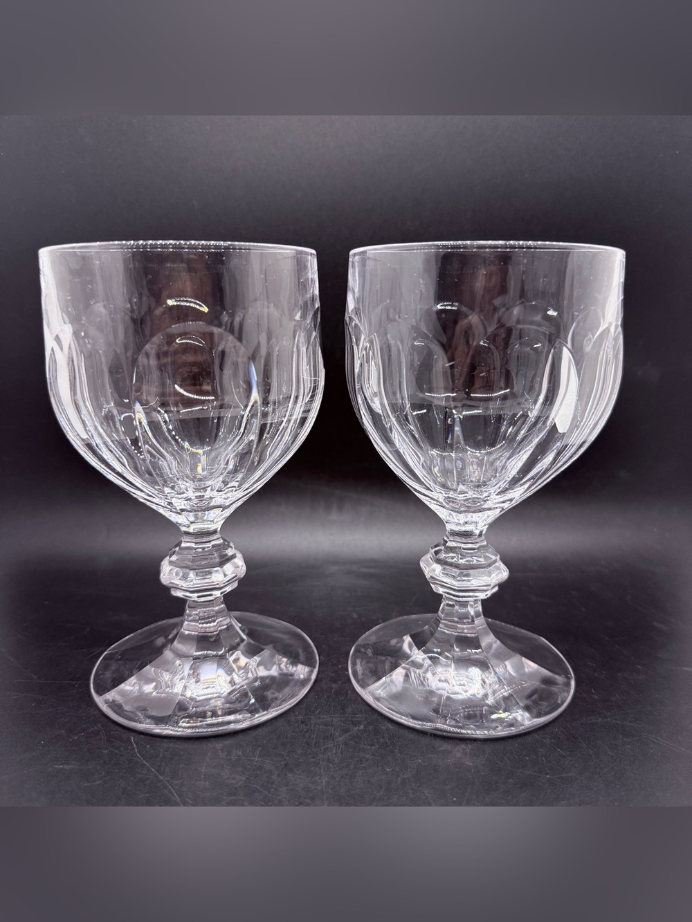 Set of 2 Villeroy & Boch Crystal Bernadotte 6" Water Goblets Wine Glasses